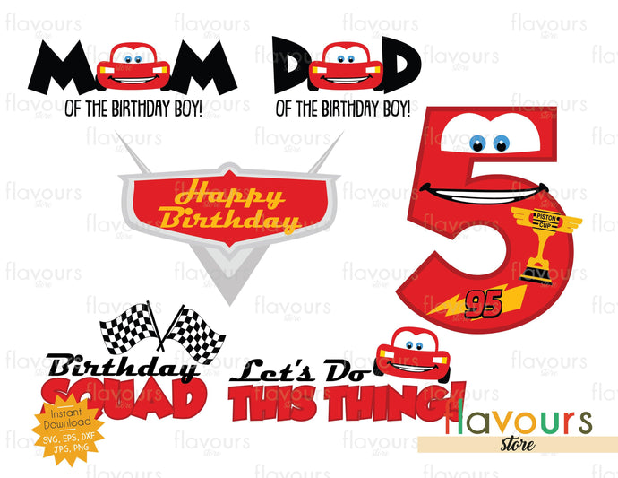 Lightning Mcqueen 5 Birthday Bundle - Cars - SVG Cut File - FlavoursStore