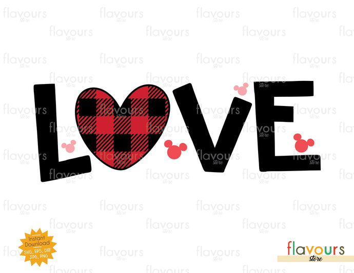 Love - Buffalo Plaid Heart - SVG Cut File - FlavoursStore