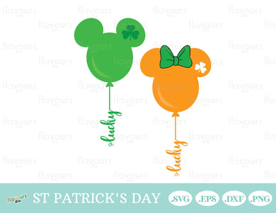 Lucky Mickey and Minnie Head Balloon, St Patrick's Day Mickey - SVG Cut File - FlavoursStore
