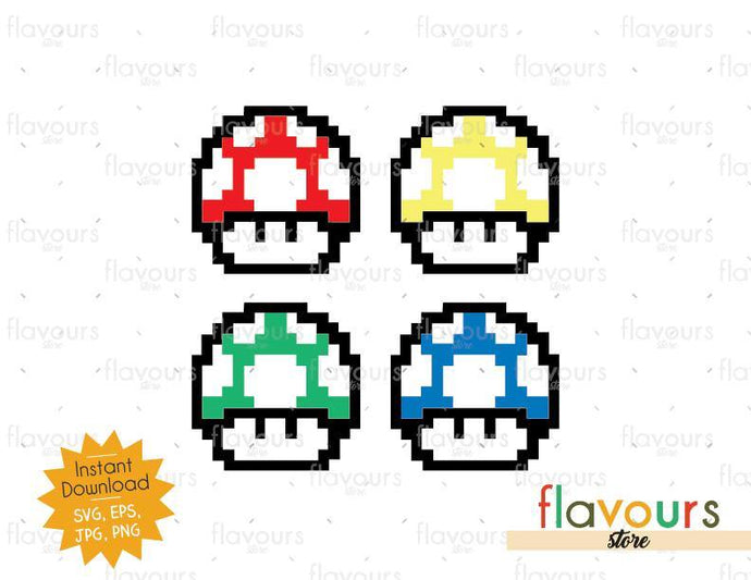 Mushrooms - Mario Bros Set - Instant Download - SVG Cut File - FlavoursStore
