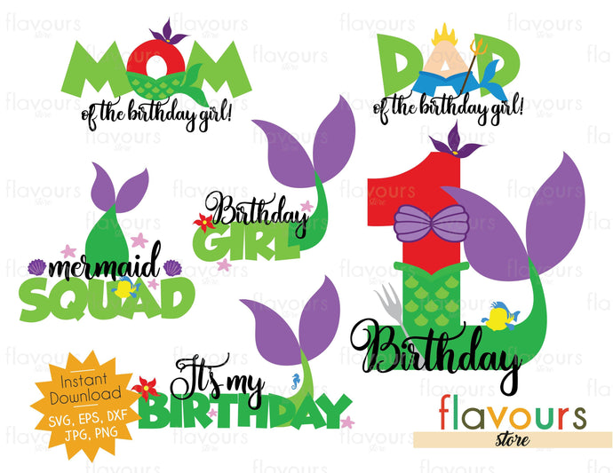 Mermaid 1st Birthday Bundle - SVG Cut File - FlavoursStore