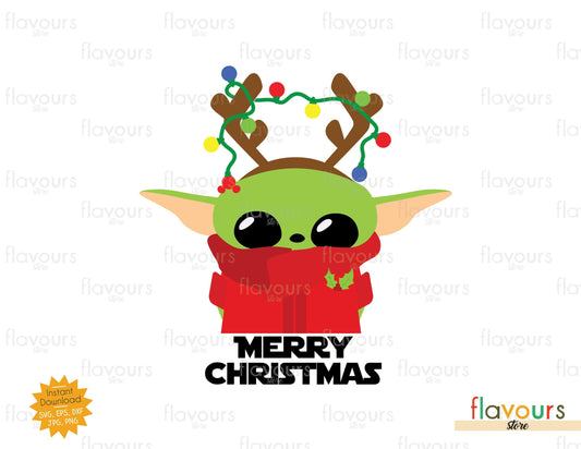 Merry Christmas Baby Yoda Reindeer - SVG Cut File - FlavoursStore