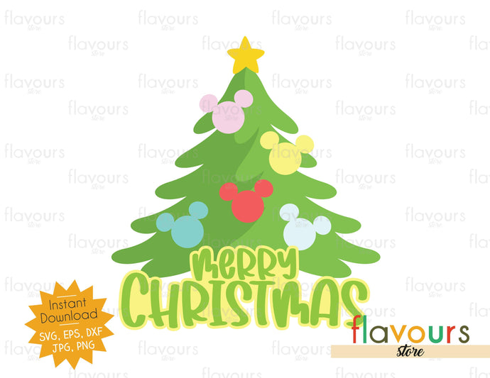 Merry Christmas - Mickey Ears Tree - SVG Cut File - FlavoursStore