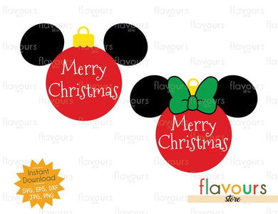 Merry Christmas - Mickey Minnie Christmas Ball - SVG Cut File - FlavoursStore