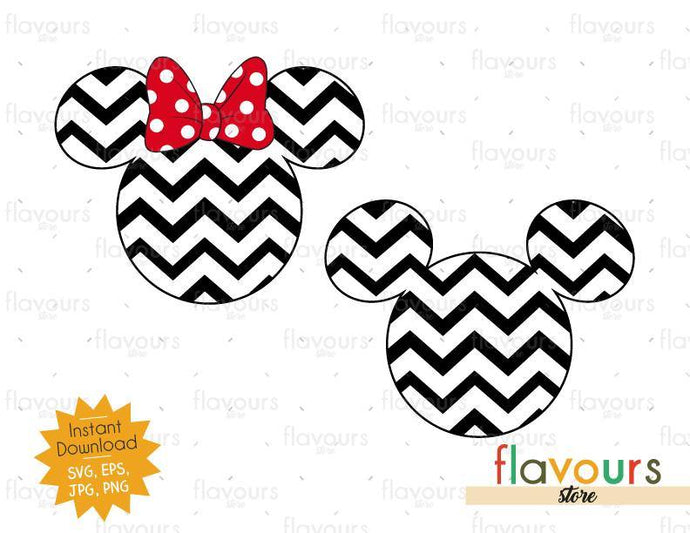 Mickey And Minnie Chevron Inspired - Instant Download - SVG Cut File - FlavoursStore