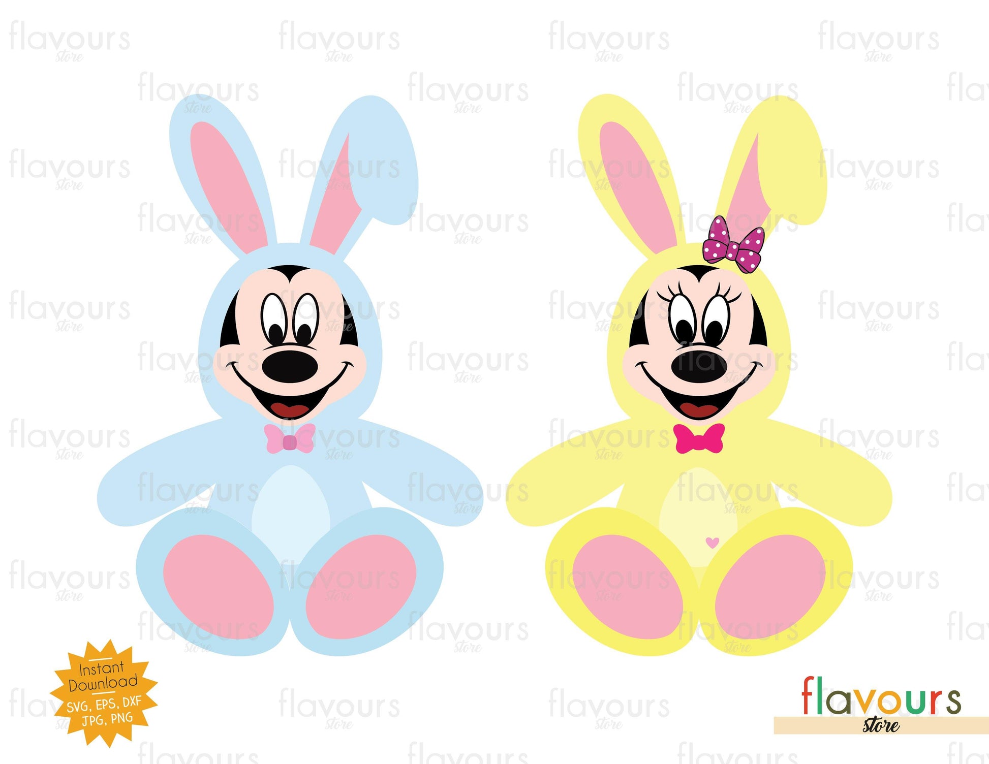 Mickey And Minnie Easter Rabbit - SVG Cut File - FlavoursStore