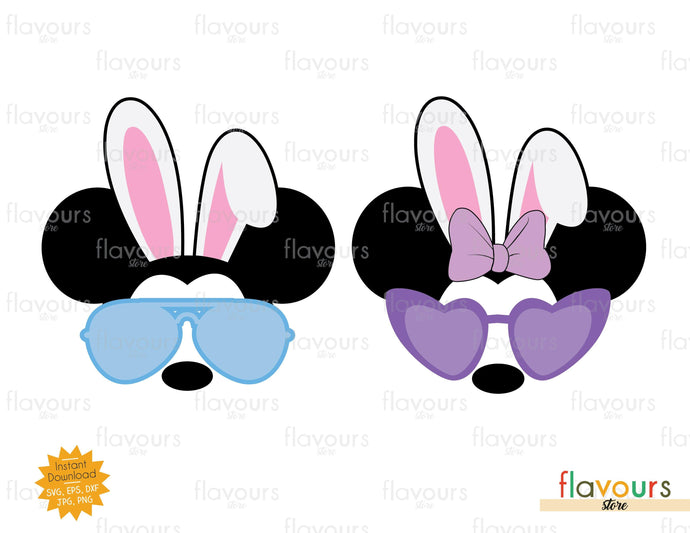 Mickey and Minnie Bunny Easter Sunglasses - SVG Cut File - FlavoursStore