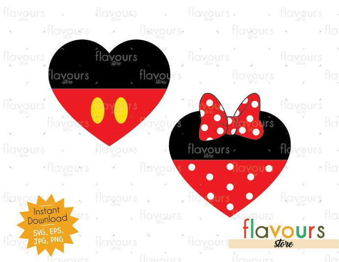 Hearts Mickey and Minnie Inspired - Instant Download - SVG Cut File - FlavoursStore
