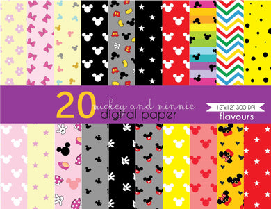 Mickey and Minnie Mouse Digital Paper - Instant Download - FlavoursStore