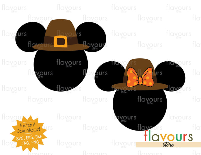 Mickey and Minnie Pilgrim Hat - SVG Cut File - FlavoursStore
