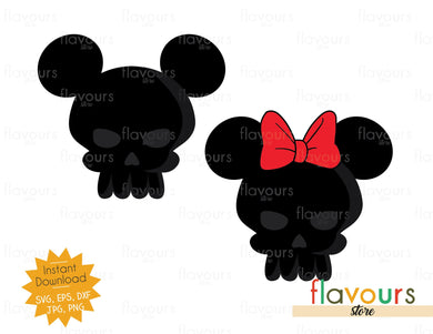 Mickey and Minnie Skull Ears - SVG Cut File - FlavoursStore