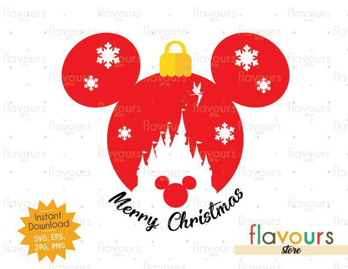 Mickey Castle Merry Christmas Ball - SVG Cut File - FlavoursStore
