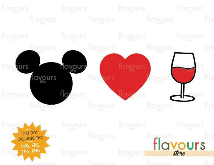 Mickey Heart Wine - Disney Epcot - SVG Cut File - FlavoursStore