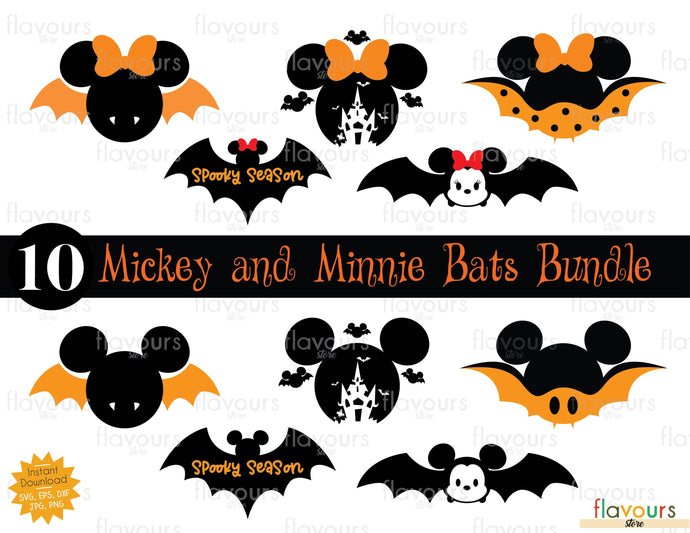 Minnie and Mickey Bats Halloween Bundle, Disney Halloween - SVG Cut File - FlavoursStore