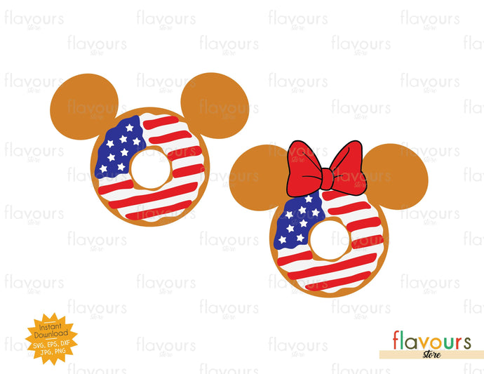 Mickey Minnie USA Donuts - SVG Cut File - FlavoursStore