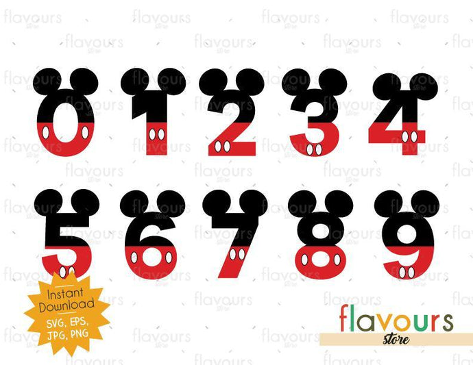 Mickey Numbers Inspired - Instant Download - SVG Cut File - FlavoursStore