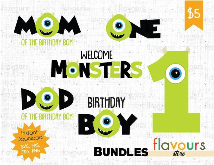 Mike - One - Monsters Inc - Birthday Bundle - SVG Cut File - FlavoursStore