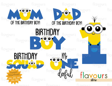 Minion Birthday Boy 1st Birthday Bundle - SVG Cut File - FlavoursStore