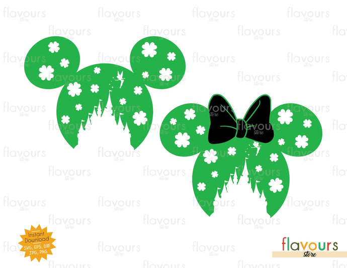 Minnie and Mickey Disney Castle St Patrick's Day - SVG Cut File - FlavoursStore