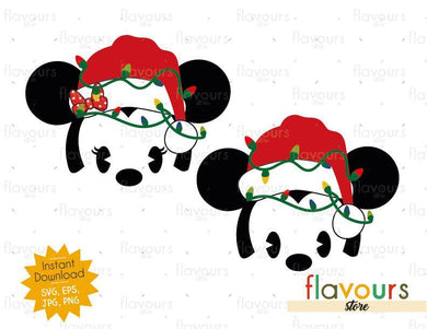 Minnie And Mickey Christmas Hat And Lights - SVG Cut Files - FlavoursStore