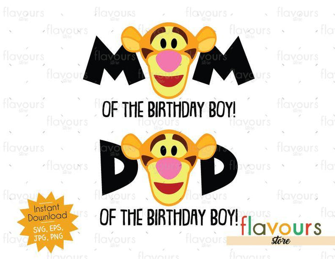 Mom and Dad of the Birthday Boy - Tigger - Winnie The Pooh - Cuttable Design Files - FlavoursStore
