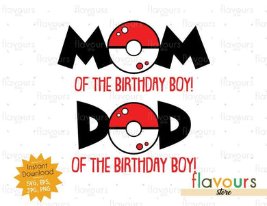 Mom and Dad of the Birthday Boy - Pokeball - Pokemon - Cuttable Design Files - FlavoursStore