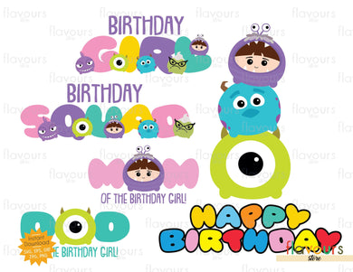Monster Inc Tsum Tsum Birthday Girl Bundle - SVG Cut File - FlavoursStore