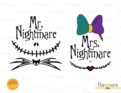 Mr Nightmare Mrs Nightmare - SVG Cut File - FlavoursStore