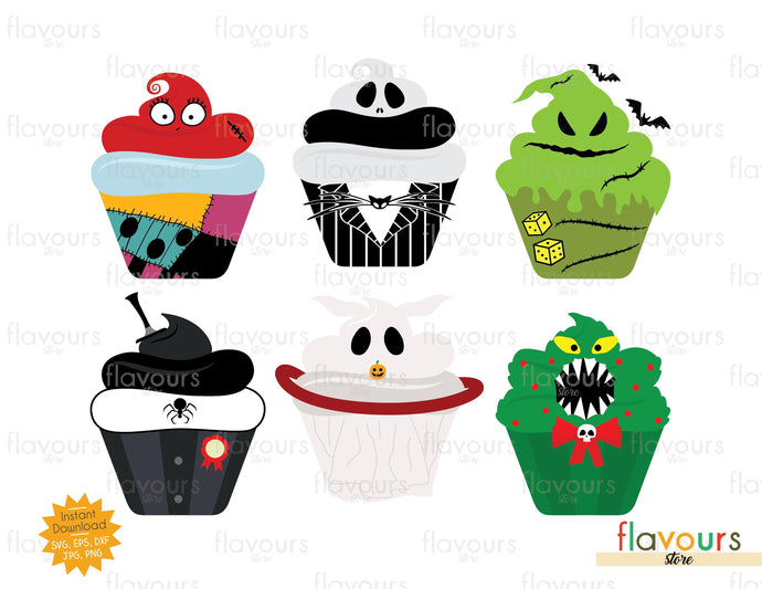 Nightmare Before Christmas Cupcakes Bundle - SVG Cut File - FlavoursStore