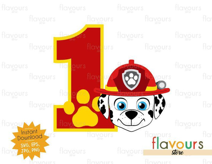 Number 1 - Marshall - Paw Patrol - Instant Download - SVG FILES - FlavoursStore