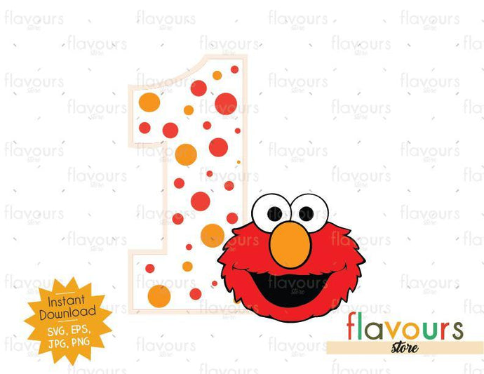One - Elmo - Sesame Street - Cuttable Design Files - FlavoursStore