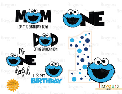 Cookie Monster - 1st Birthday Bundle - Sesame Street - SVG Cut Files - FlavoursStore