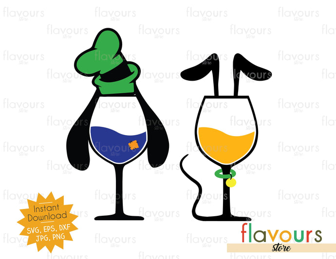 Goofy and Pluto Wine Glasses- SVG Cut File - FlavoursStore