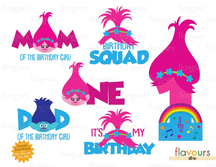 Poppy - Trolls - 1st Birthday Bundle - SVG Cut File - FlavoursStore