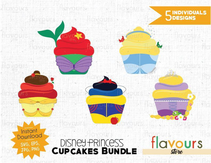 Disney Princess Cupcakes Bundle - SVG Cut File - FlavoursStore