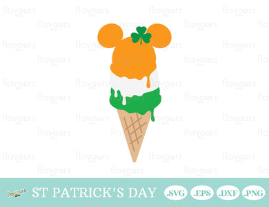St Patrick's Day Ice Cream, St Patrick's Day Mickey - SVG Cut File - FlavoursStore