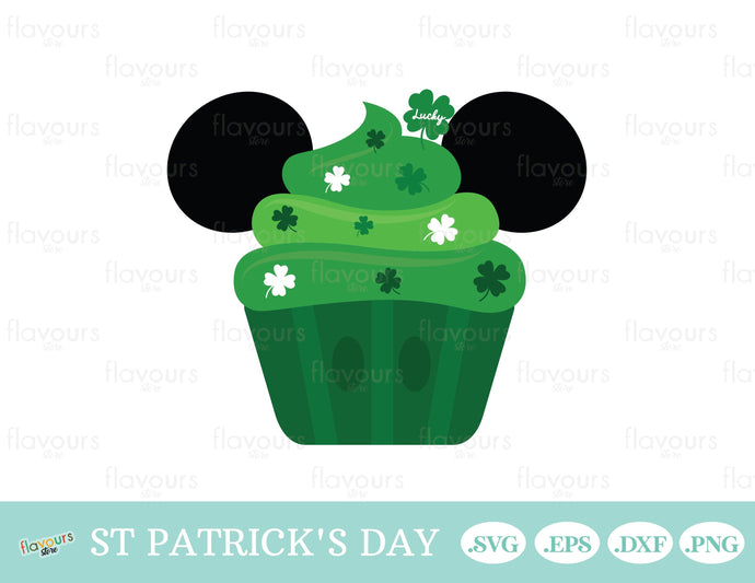 St Patrick's Day Mickey Cupcake, St Patrick's Day Mickey - SVG Cut File - FlavoursStore