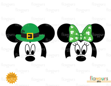 St. Patrick's Day Minnie and Mickey Head - SVG Cut File - FlavoursStore