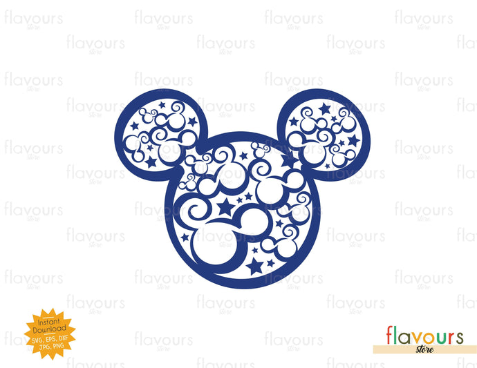 Swirly Mickey Head Stars, 4th July, Independence Day - SVG Cut File - FlavoursStore
