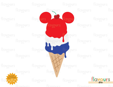 USA Mickey Ice Cream Cone, 4th July, Independence Day - SVG Cut File - FlavoursStore