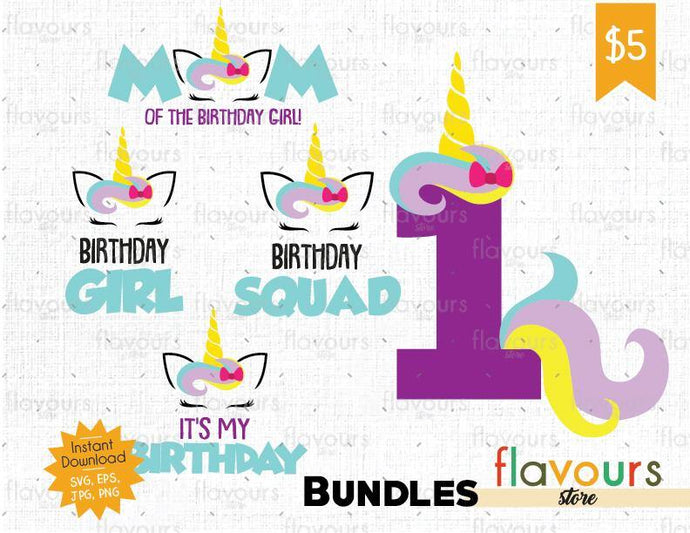 Unicorn One Birthday Bundle - Instant Download - SVG Cut File - FlavoursStore