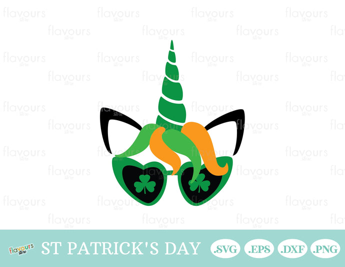 Unicorn Shamrock Sunglasses, St Patrick's Day - SVG Cut File - FlavoursStore