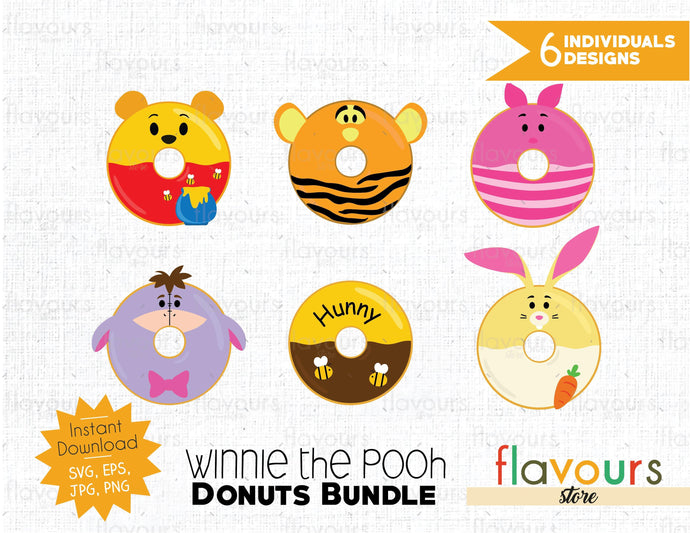 Winnie the pooh Donuts Inspired Bundle - Instant Download - SVG Cut File - FlavoursStore